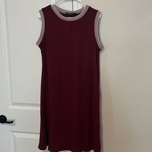Elegant Burgundy Sleeveless Top with Striped Accents